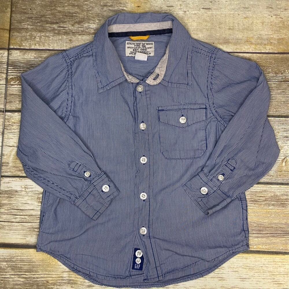 VTG 2007 Baby Gap Nautical Stripe‎ Boys Button Up Shirt Sz 4T